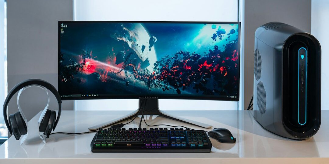 Desktop computer with monitor, tower and keyboard for computer sales and service