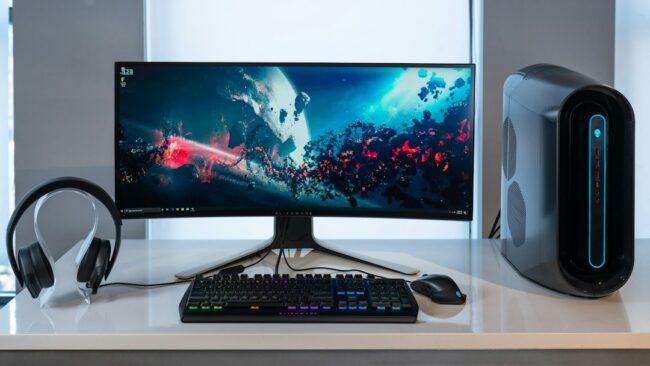 Desktop computer with monitor, tower and keyboard for computer sales and service