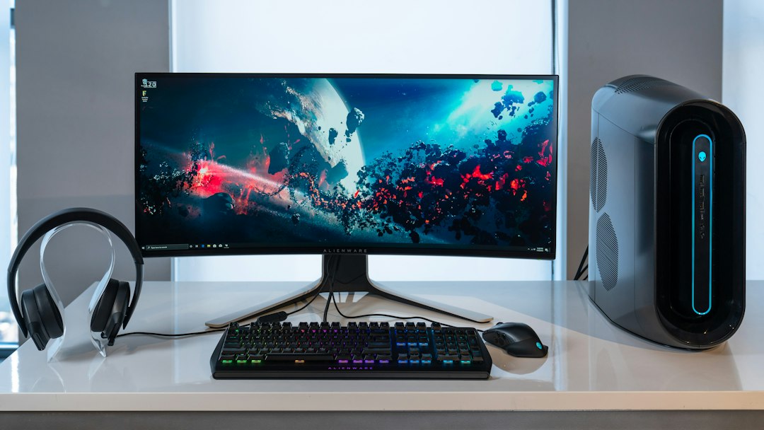 Desktop computer with monitor, tower and keyboard for computer sales and service