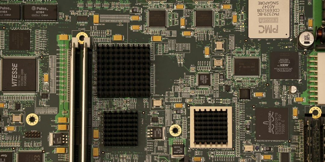 Close-up of a computer motherboard for an overheating laptop checkup