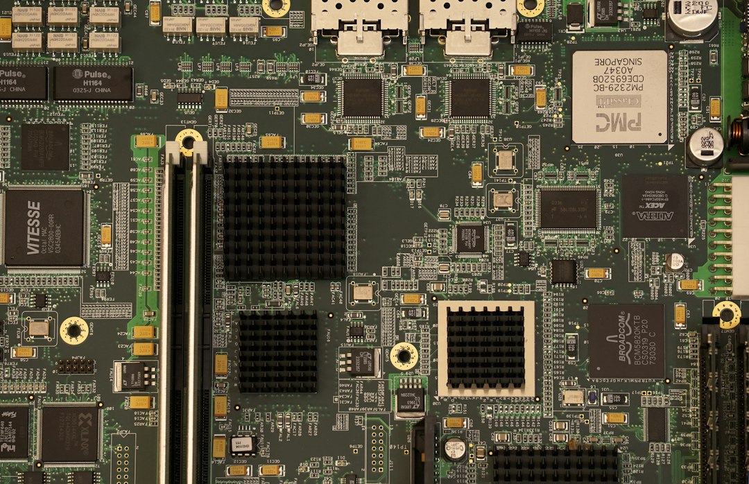 Close-up of a computer motherboard for an overheating laptop checkup