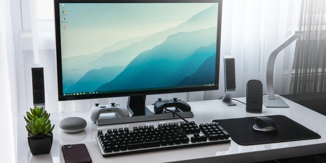 Clean computer desk setup for a fast, well maintained laptop or PC
