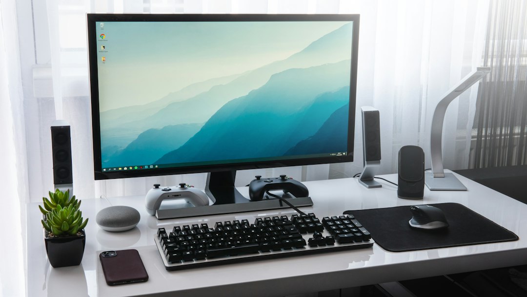Clean computer desk setup for a fast, well maintained laptop or PC